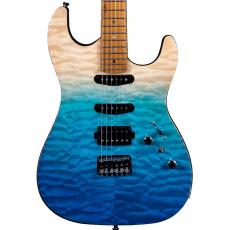 JET Guitars JS1000 HSS Stratocaster - Quilted Transparent Blue