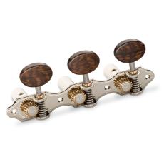 Schaller GrandTune Classic Hauser - Nickel with Snakewood Oval Buttons, White Rollers