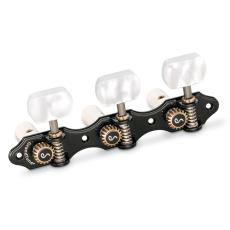 Schaller GrandTune Classic Hauser - Black Chrome with White Perloid Square Buttons, White Rollers