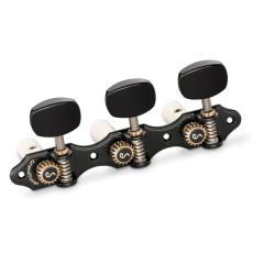 Schaller GrandTune Classic Hauser - Black Chrome with Acrylic Black Ellipse Buttons, White Rollers