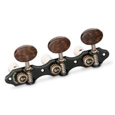 Schaller GrandTune Classic Hauser - Black Chrome with Snakewood Oval Buttons, White Rollers