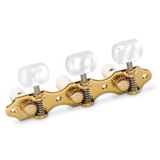 Schaller GrandTune Classic Hauser - Gold with White Perloid Square Buttons, White Rollers