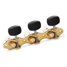 Schaller GrandTune Classic Hauser - Gold with Acrylic Black Ellipse Buttons, White Rollers