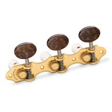 Schaller GrandTune Classic Hauser - Satin Gold with Snakewood Oval Buttons, White Rollers