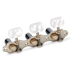 Schaller GrandTune Classic Hauser - Nickel with White Perloid Square Buttons, Black Rollers