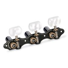 Schaller GrandTune Classic Hauser - Black Chrome with White Perloid Square Buttons, Black Rollers
