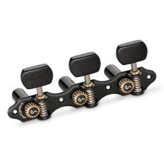 Schaller GrandTune Classic Hauser - Black Chrome with Ebony Square Buttons, Black Rollers