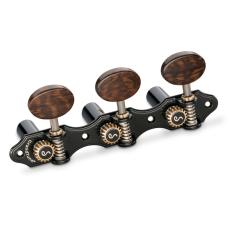 Schaller GrandTune Classic Hauser - Black Chrome with Snakewood Oval Buttons, Black Rollers