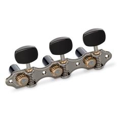 Schaller GrandTune Classic Hauser - Ruthenium with Acrylic Black Ellipse Buttons, Black Rollers