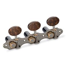 Schaller GrandTune Classic Hauser - Ruthenium with Snakewood Oval Buttons, Black Rollers