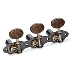 Schaller GrandTune Classic Hauser - Satin Black with Snakewood Oval Buttons, Black Rollers