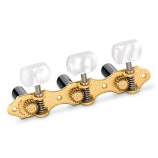 Schaller GrandTune Classic Hauser - Satin Gold with White Perloid Buttons, Black Rollers