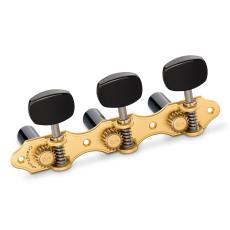 Schaller GrandTune Classic Hauser - Satin Gold with Acrylic Black Ellipse Buttons, Black Rollers