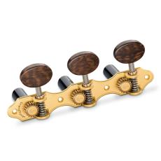 Schaller GrandTune Classic Hauser - Satin Gold with Snakewood Oval Buttons, Black Rollers
