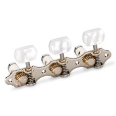 Schaller GrandTune Classic Hauser - Nickel with White Perloid Buttons, White Deluxe Rollers