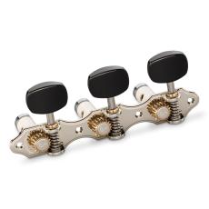 Schaller GrandTune Classic Hauser - Nickel with Acrylic Black Ellipse Buttons, White Deluxe Rollers