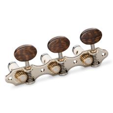 Schaller GrandTune Classic Hauser - Nickel with Snakewood Oval Buttons, White Deluxe Rollers