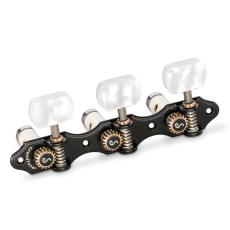 Schaller GrandTune Classic Hauser - Black Chrome with White Perloid Buttons, White Deluxe Rollers