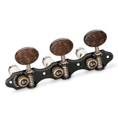 Schaller GrandTune Classic Hauser - Black Chrome with Snakewood Oval Buttons, White Deluxe Rollers