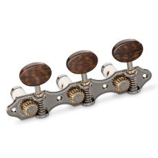 Schaller GrandTune Classic Hauser - Ruthenium with Snakewood Oval Buttons, White Deluxe Rollers