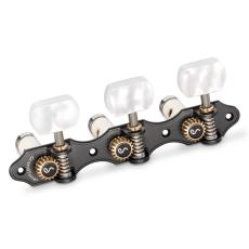 Schaller GrandTune Classic Hauser - Satin Black with White Perloid Buttons, White Deluxe Rollers