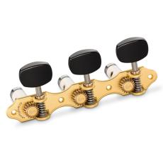 Schaller GrandTune Classic Hauser - Satin Gold with Acrylic Black Ellipse Buttons, White Deluxe Rollers