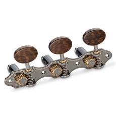 Schaller GrandTune Classic Hauser - Ruthenium with Snakewood Oval Buttons, Black Deluxe Rollers
