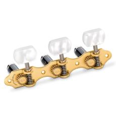Schaller GrandTune Classic Hauser - Satin Gold with White Perloid Buttons, Black Deluxe Rollers