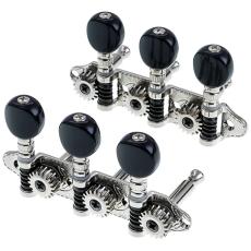 Grover MA200 SS 3+3 - Chrome, Black Buttons