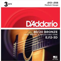 Daddario EJ12-3D - 80/20 Bronze - 13-56