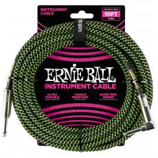Ernie Ball 6077 Braided - Black/Green, 3m