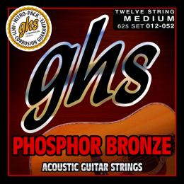 GHS 625 Phosphor Bronze 12string Set, Medium - 12-52