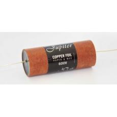 Jupiter Condenser Round Copper, Wax & Paper, 0.47uF 600VDC