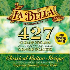 La Bella 427 Elite - Clear Nylon, Silver Plated - Medium Tension